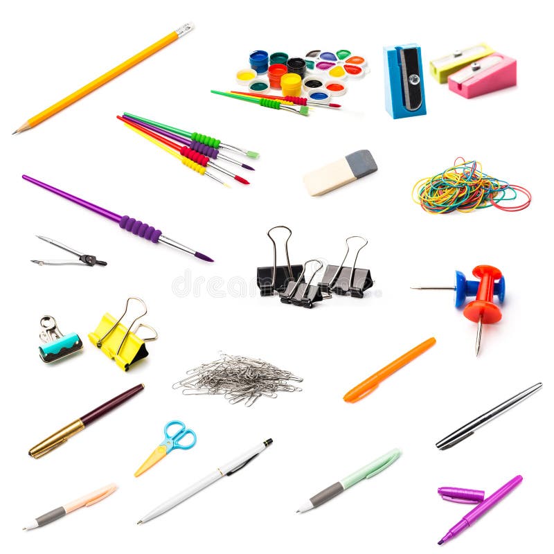 Stationery Set on White Background Stock Photo Image of assortment