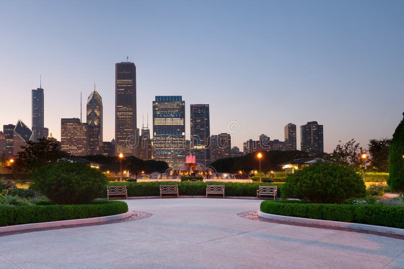 Image of Grant Park Chicago with Buckingham Fountain in the middle. Image of Grant Park Chicago with Buckingham Fountain in the middle.