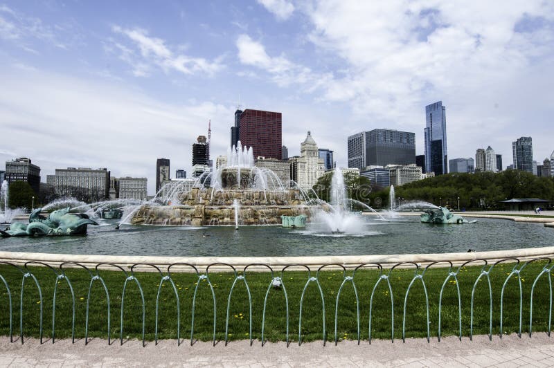 Grant Park in Chicago with Blue Sky and Clouds. Grant Park in Chicago with Blue Sky and Clouds.