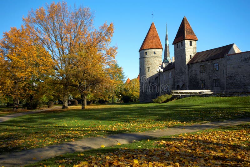 Autumn park in the old city, Tallinn, Estonia. Autumn park in the old city, Tallinn, Estonia