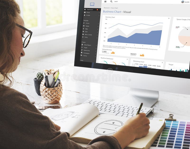 Statistic Histogram Information Marketing Report Concept