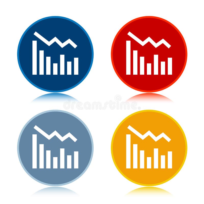 Statistics Down Icon Trendy Flat Round Buttons Set Illustration Design ...