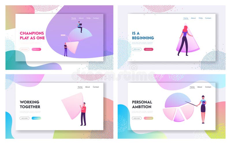 Statistiques de gestion et de marketing Site Web Atterrissage Page d'accueil Graphiques de graphiques à secteurs d'activité et de illustration libre de droits