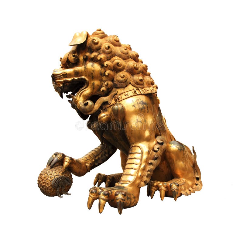 Statua del leone della scrofa giovane fotografia stock libera da diritti