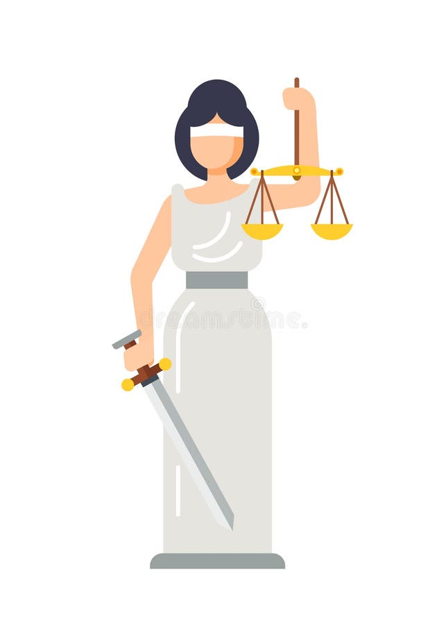Statua della dea antica di signora Themis della giustizia illustrazione vettoriale Statua della dea antica di signora Themis della giustizia illustrazione vettoriale