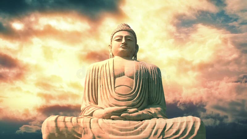 Statua e cielo di Buddha nei bei colori vibranti