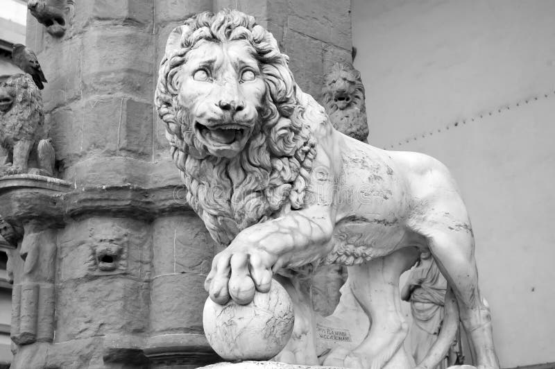 Statua Firenze Toscana Italia del leone fotografia stock