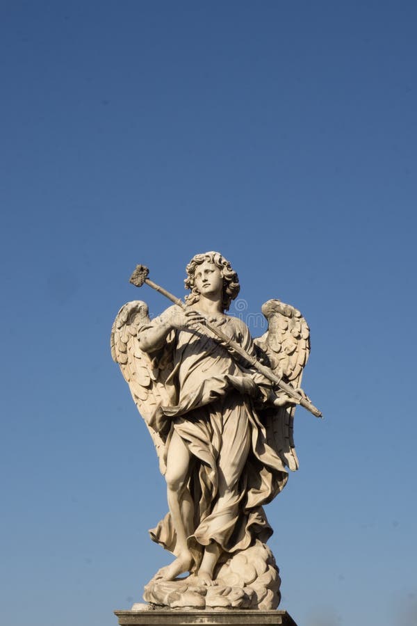 Statue of an Angel on a Bridge in Rome Stock Photo - Image of archangel ...