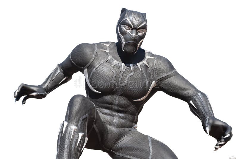 Statue of black panther superhero in disney paris