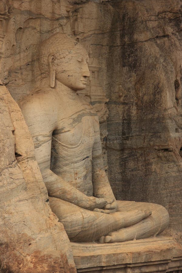 Statue of Buddha Carved from a Rock, Polonnaruwa, Stock Image Image