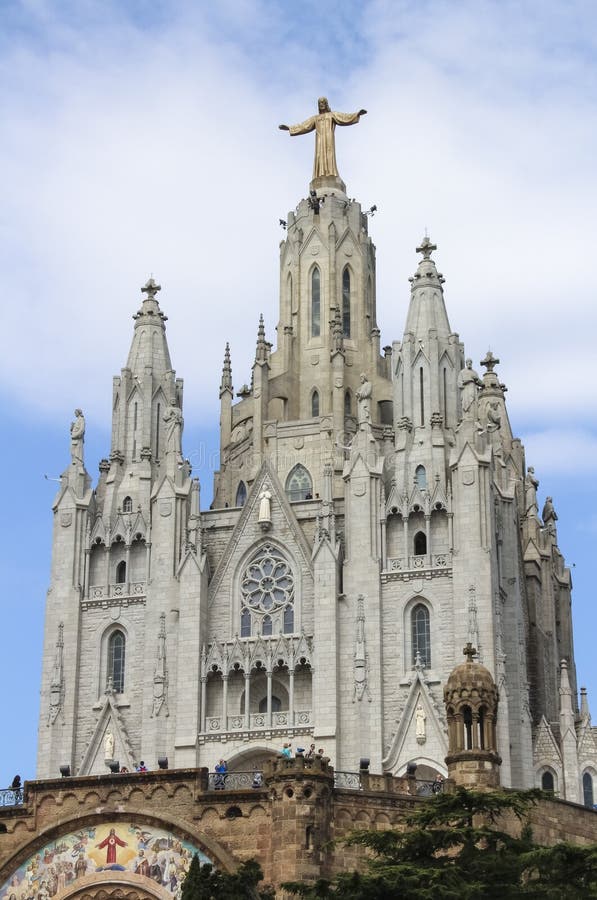 Statue Of Christ On Mount Tibidabo, Barcelona Stock Image Image of