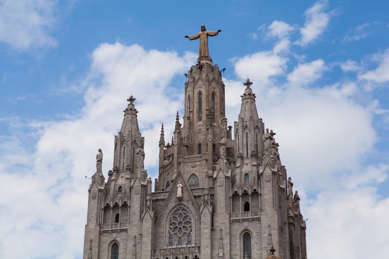 Statue of Christ on Mount Tibidabo, Barcelona Stock Photo Image of