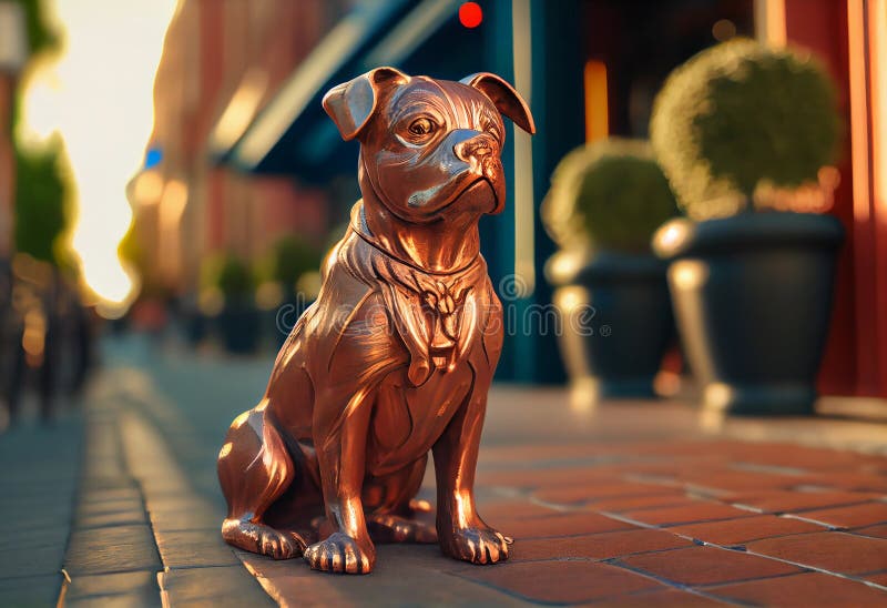 Statue of a Copper Dog on the Street. Stock Illustration Illustration of statue, city 274697927