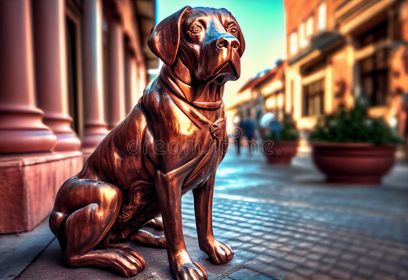 Statue of a Copper Dog on the Street. Stock Illustration Illustration of hero, history 274698173