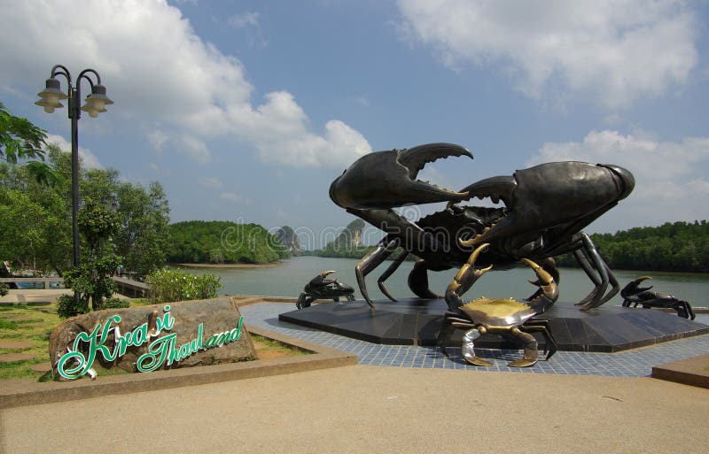 Statue of crabs in Krabi, Thailand royalty free stock image