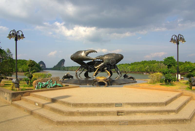 Statue of crabs in Krabi, Thailand royalty free stock photography