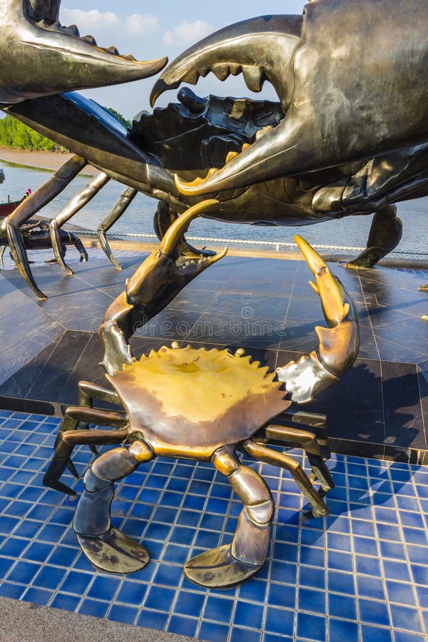 Statue of crabs in Krabi Thailand stock images