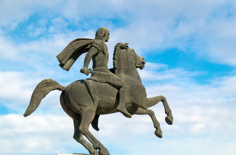 Statue d'Alexandre le grand à la ville de Salonique photos stock Statue d'Alexandre le grand à la ville de Salonique photos stock