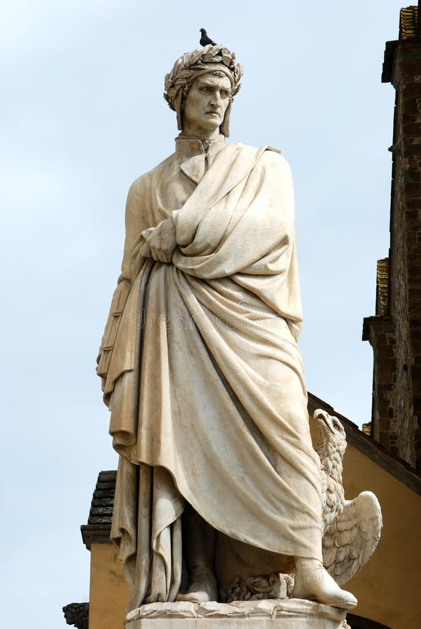 Statue of Dante in Piazza Santa Croce in Florence Italy Stock Image