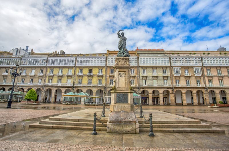 Statue of Maria Pita on Square on Maria Pita popular vacation spot among locals and tourists, A Coruna, Spain, Europe. Statue of Maria Pita on Square on Maria Pita popular vacation spot among locals and tourists, A Coruna, Spain, Europe.