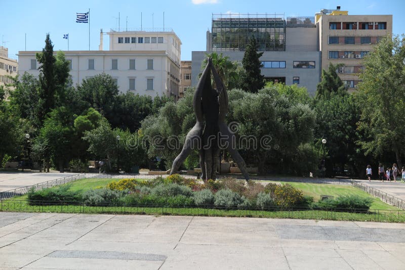 Statue of National Reconciliation in Klathmonos square in Athens, Greece. Statue of National Reconciliation in Klathmonos square in Athens, Greece.