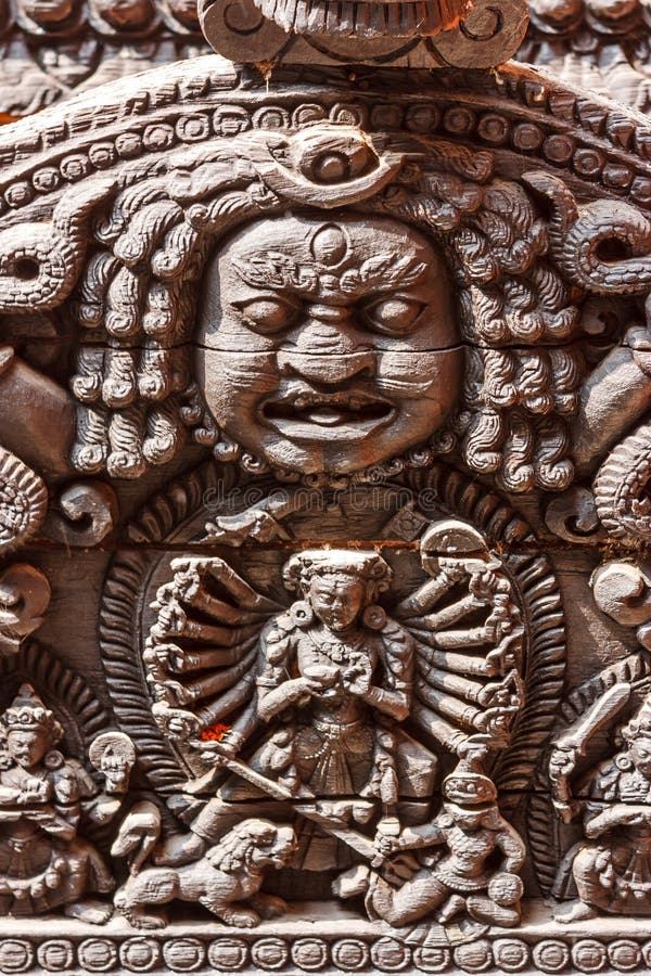 Statue and Decorations of the Temples in Durbar Square, Kathmandu