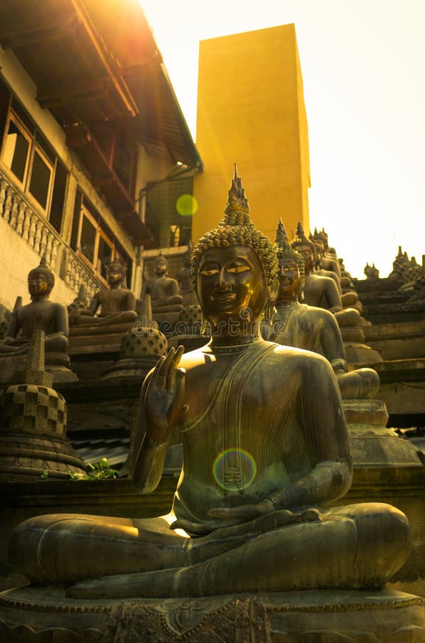 Statue di Buddha alle luci di tramonto fotografie stock Statue di Buddha alle luci di tramonto fotografie stock