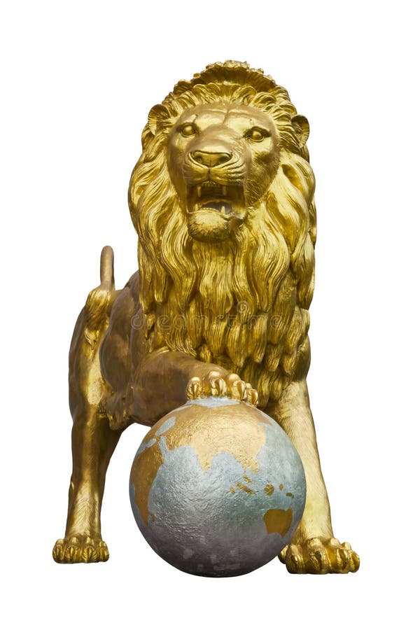 Statue dorate del leone. fotografia stock
