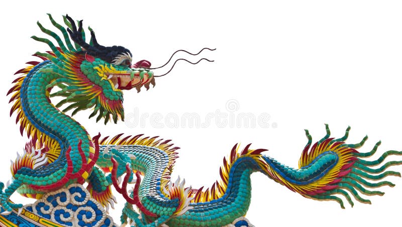 Statue of dragon over white background