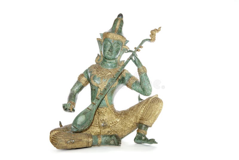 Statue en bronze thaïlandaise d'un musicien photo stock Statue en bronze thaïlandaise d'un musicien photo stock