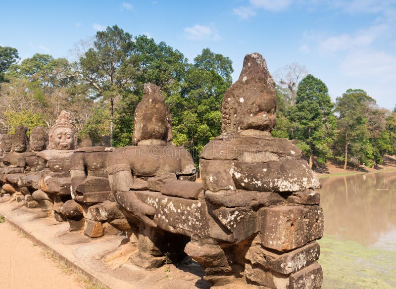 Statue at the entrance of Angkor Thom, Cambodia