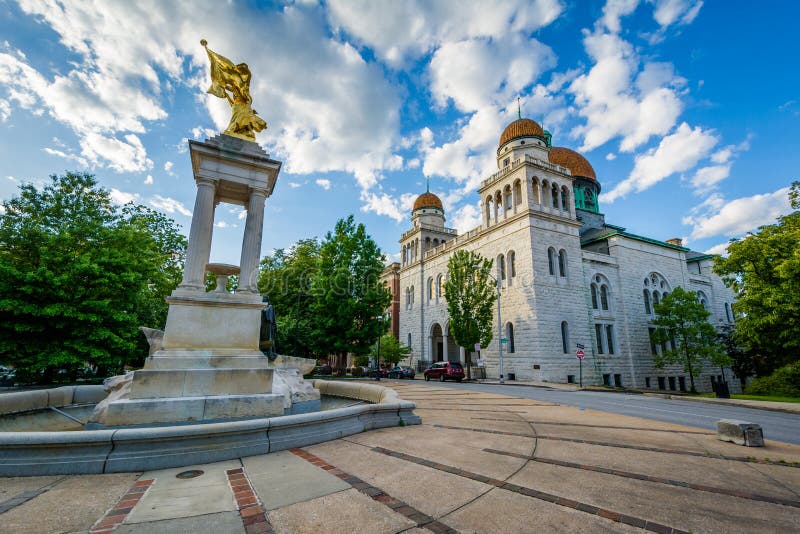 Statue on Eutaw Place, in Bolton Hill, Baltimore, Maryland Stock Photo