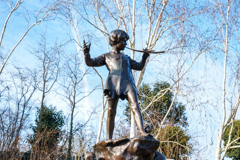 Statue of famous fairytale character Peter Pan, the boy who would never grow up