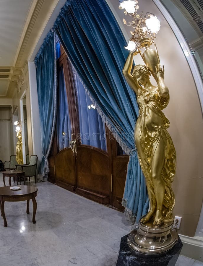 Statue Floor Lamp and Decorative Door in Metropol Hotel Editorial