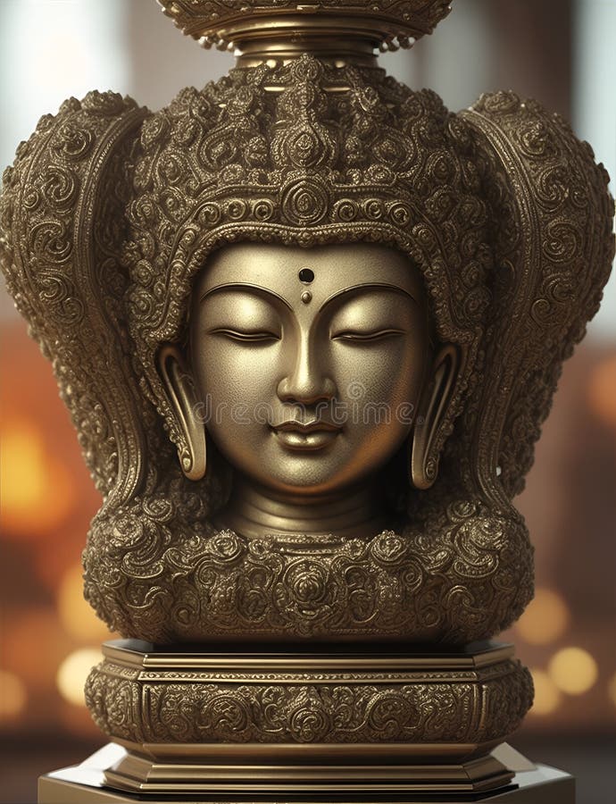 Buddha Portrait, God Statue. Fashionable Background for Design Projects