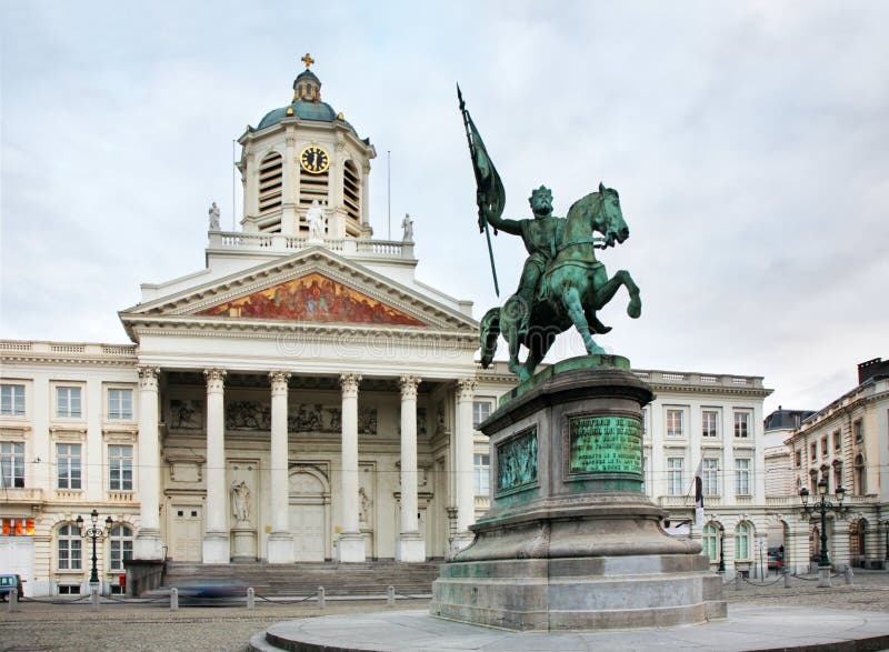 Statue of Godfried of Bouillon in Brussels. Belgium Stock Photo Image