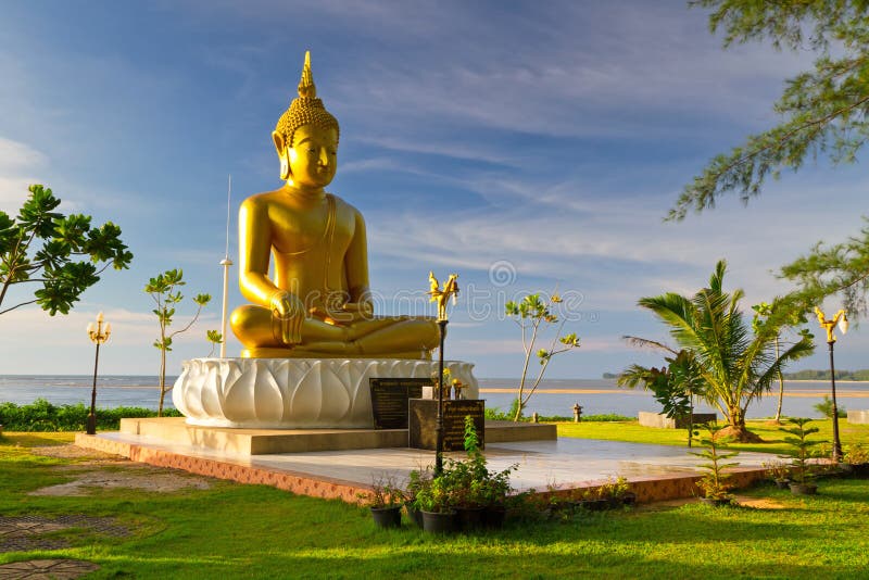 Statue of Golden Buddha at the Sea in Thailand Stock Photo Image of faith, asia 28048420