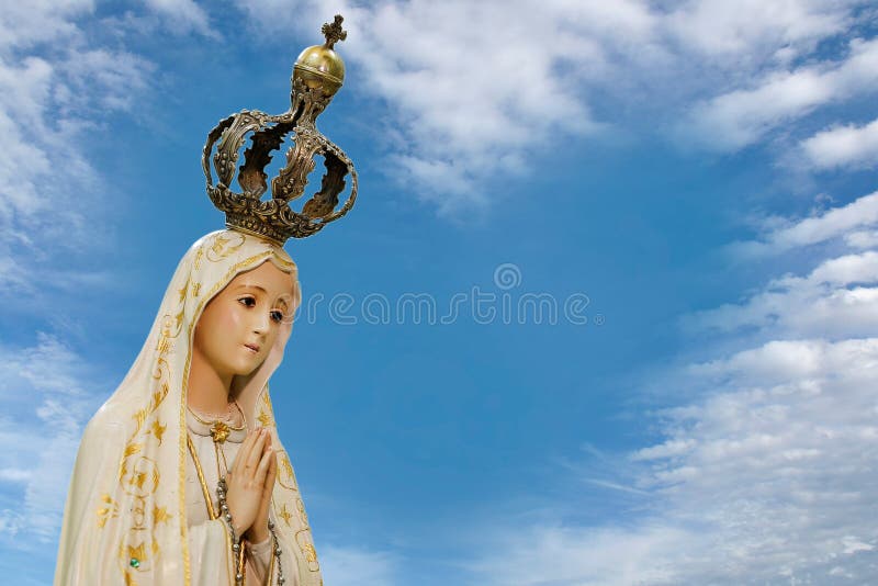 Statue of the image of Our Lady of Fatima, mother of God in the Catholic religion, Our Lady of the Rosary of Fatima, Virgin Mary