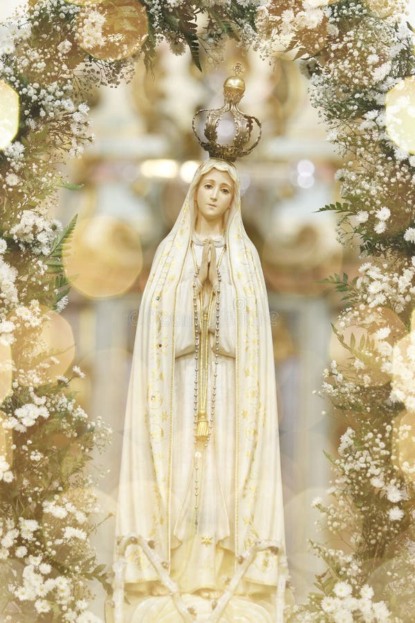 Statue of the image of Our Lady of Fatima, mother of God in the Catholic religion, Our Lady of the Rosary of Fatima, Virgin Mary