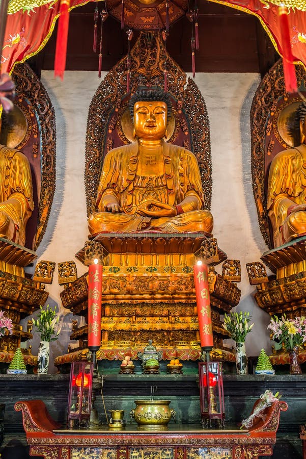 Statue in the Jade Buddha Temple Shanghai China Stock Image Image of