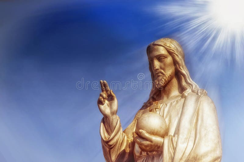 The statue of Jesus Christ. He holds the sphere with a cross as a symbol of the trusteeship of Christianity above the earth