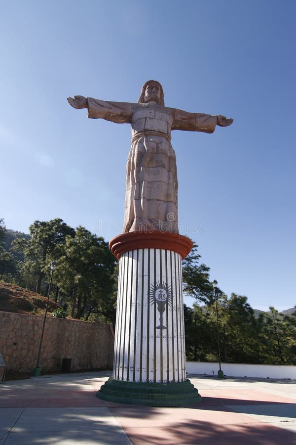 Statue of a Jesus with open hands. Taxco, Mexico royalty free stock photography Statue of a Jesus with open hands. Taxco, Mexico royalty free stock photography