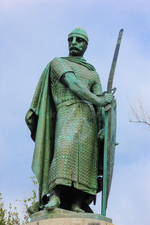 Statue of king Afonso Henriques. Guimaraes. Portugal royalty free stock photography Statue of king Afonso Henriques. Guimaraes. Portugal royalty free stock photography