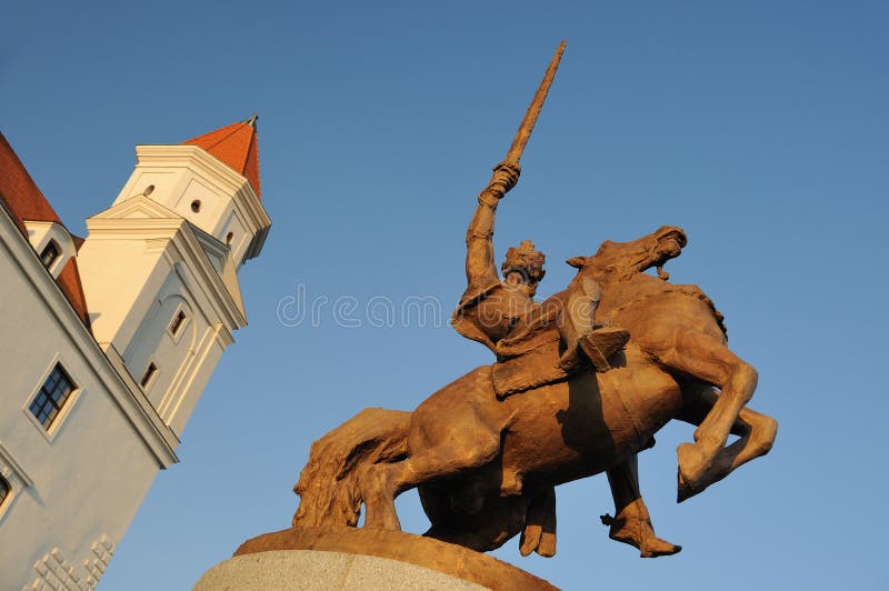 Statue of king Svatopluk in Bratislava castle