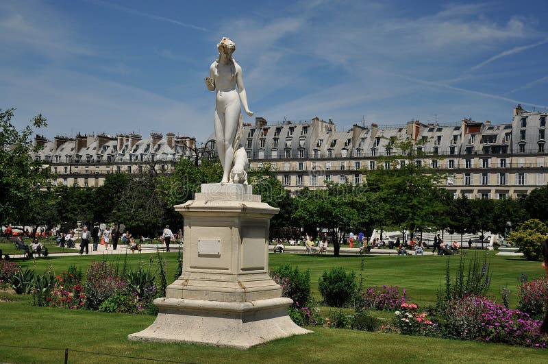 Statue on the Lawn in Jardin Des Tuileries Editorial Stock Photo
