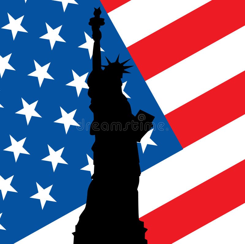 Liberty Statue with USA Flag As a Background Stock Vector ...