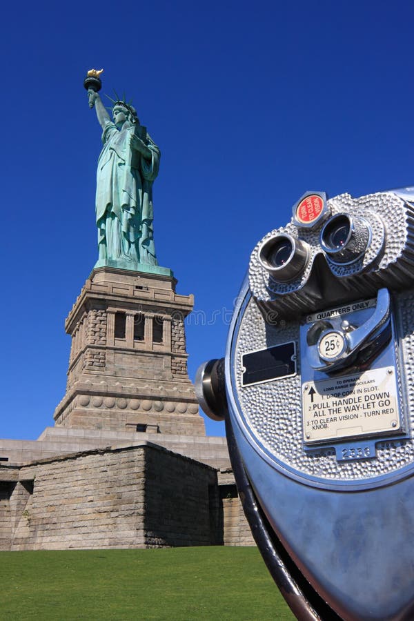 Statue of Liberty and binoculars stock image Statue of Liberty and binoculars stock image