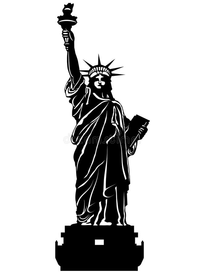 Statue of Liberty Black and White Illustration Stock Illustration