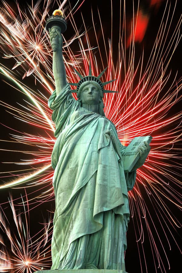 Statue of Liberty and fireworks