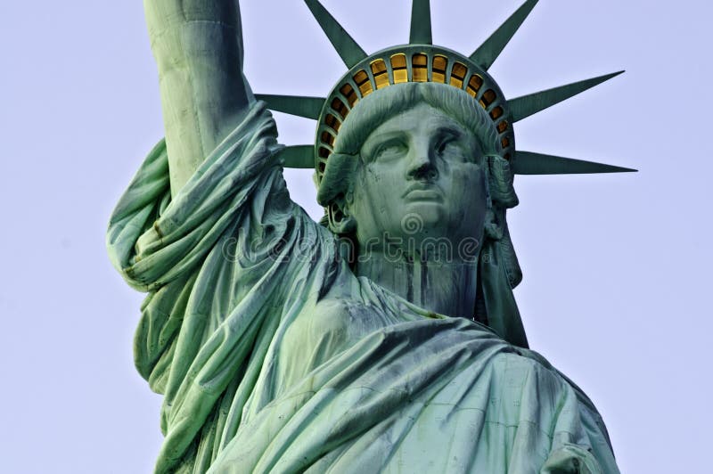 Statue of Liberty Frontal Tight at Dusk Stock Photo - Image of landmark ...